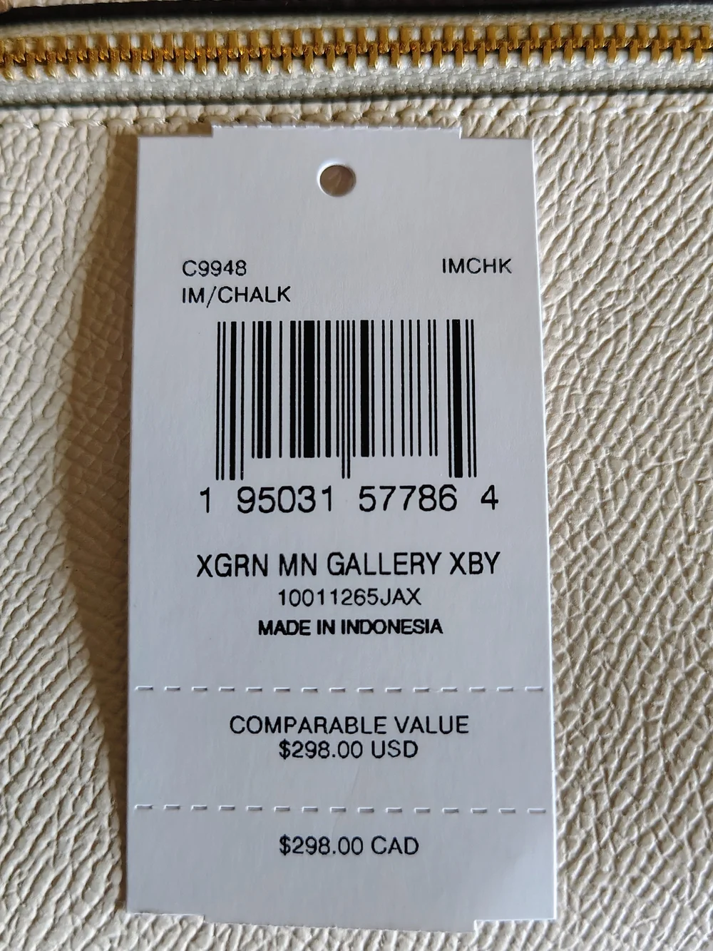 NWT Coach Mini Gallery Crossbody Crossgrain Leather Chalk White C9948